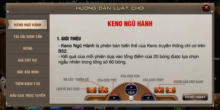 Keno Ngũ Hành Tại B52 Club Trải Nghiệm Cá Cược Độc Đáo Mới Lạ