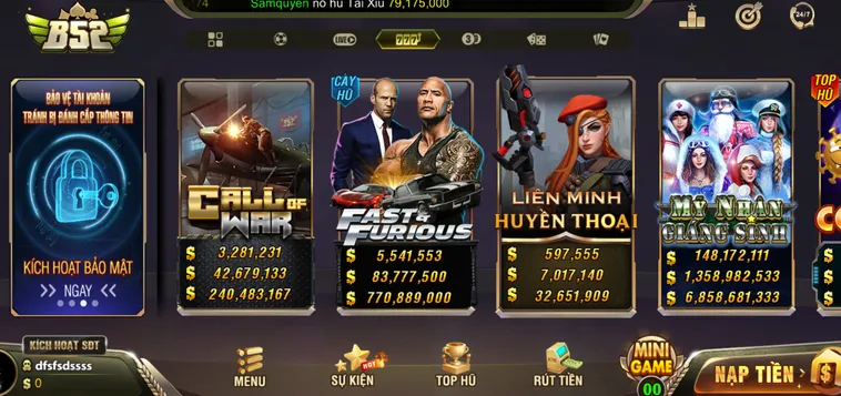 Đa Dạng Trò Chơi Tại Sảnh Nổ hũ B52 Club Nhận Quà Jackpot Khổng Lồ Thay Đổi Vận May